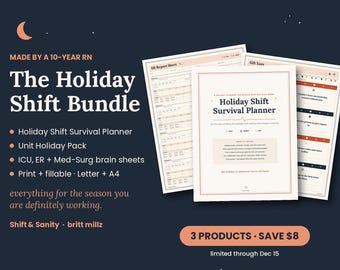 Nurse Holiday Bundle | Shift Planner, Gift Tags, Report Sheets (Digital Download)