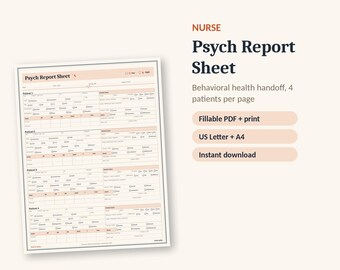 Psych Nurse Report Sheet | Behavioral Health Handoff (Fillable PDF)