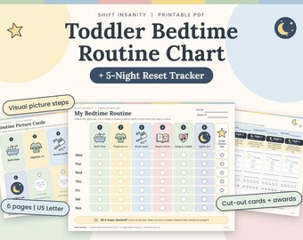 Toddler Bedtime Routine Chart + 5-Night Reset Tracker (PDF)