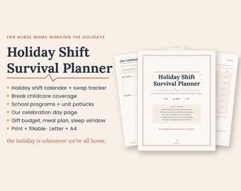 Nurse Holiday Shift Planner | Christmas Planner Printable, Sleep Tracker, Gift Budget (Fillable PDF)