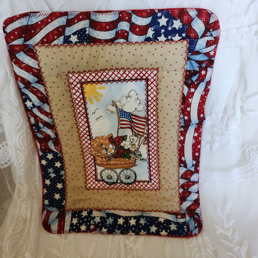 Democrat Rug Quilted Patriotic Mug Rug - Etsy