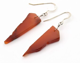 Earrings Red Agate, Freeform red agate, Minimalist style, Dangle earrings, Natural stone jewelry, Made in Colorado, Warrior stone, Agate