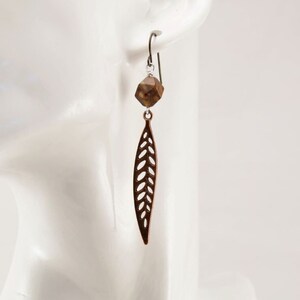 Red Creek Jasper Earrings: Brass Leaf Dangle, Handmade in Colorado