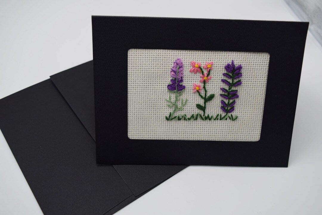 Hand Embroidered Greeting Card Blank Greeting Card Handmade Etsy