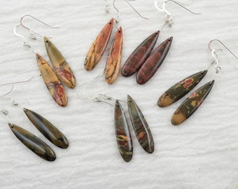 Picasso Jasper Earrings, Sterling Silver Ear wires, Handmade in Colorado, Natural Stone, Incredible swirling colors