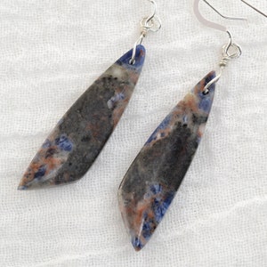 African Sodalite Earrings: Handmade in Colorado, Sterling Silver, Minimalist Style