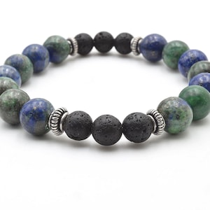 Azurite Lava Stone Diffuser Bracelet: Essential Oil Aromatherapy