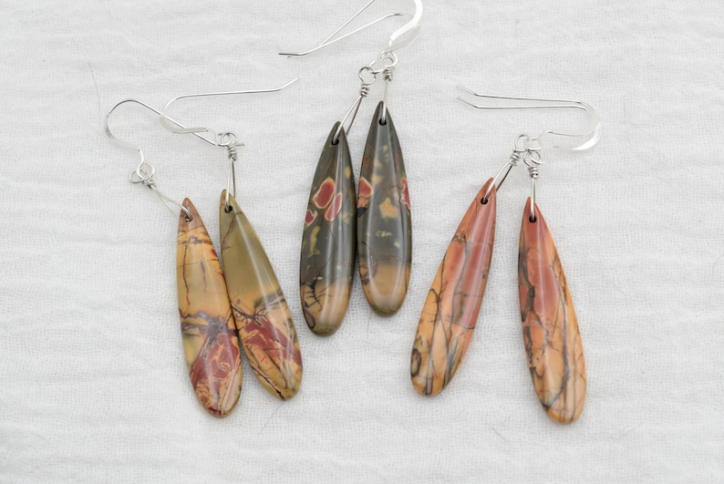 Picasso Jasper Earrings, Sterling Silver Ear wires, Handmade in Colorado, Natural Stone, Incredible swirling colors image 6