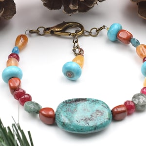 Turquoise Nugget Bracelet: Ruby, Aventurine, Gemstone Beaded Jewelry