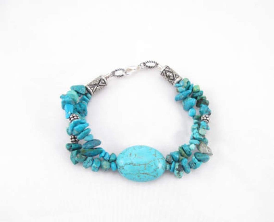 Turquoise Nugget Bracelet Large Nugget With Turquoise Chips - Etsy Canada