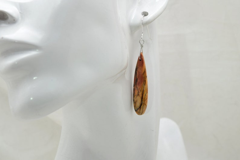Picasso Jasper Earrings, Sterling Silver Ear wires, Handmade in Colorado, Natural Stone, Incredible swirling colors image 5