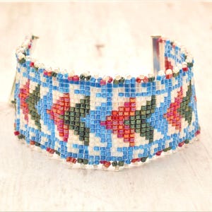 Loom Beaded Cuff Bracelet: Southwest Native American Style, Handmade in Colorado
