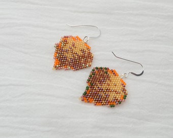 Aspen Leaf Earrings, Seed bead earrings in fall colors, Handmade in Colorado, Nature earrings, Fall jewelry, Sterling Silver Ear wires