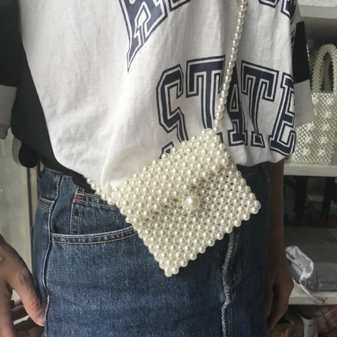 Faux Pearl Mini Cross Bag Handmade Acrylic Bead Bag - Etsy