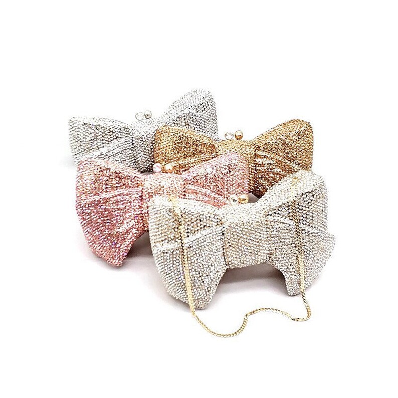 Bridal Wedding Clutch Gold Crystal Rhinestone Clutch Ribbon Etsy