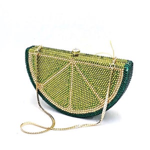 Retro and kitsch, Lime slice crystal clutch, Fruity crystal clutch, Green crystal clutch, Party crystal clutch, Evening clutch