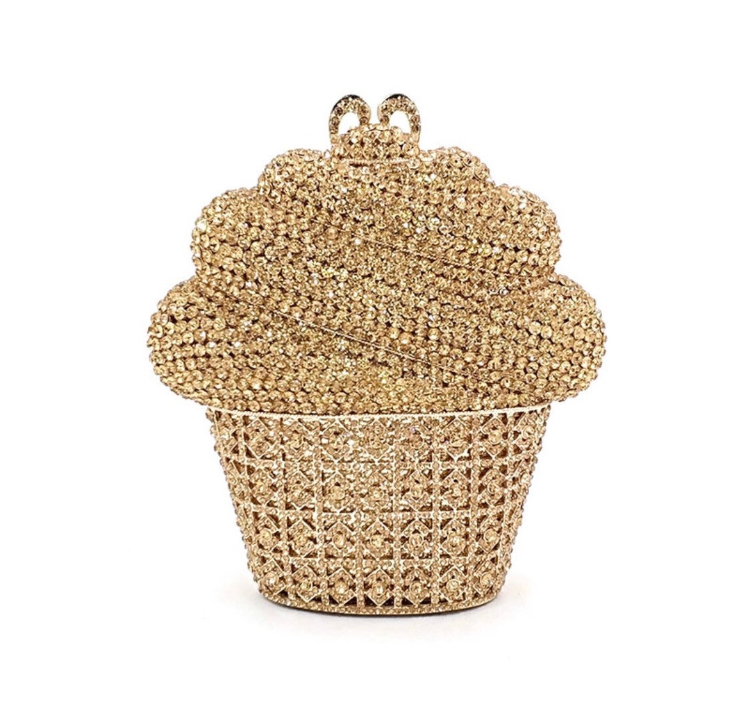 Cupcake Crystal Clutch Gold Crystal Cupcake Clutch Fun Etsy