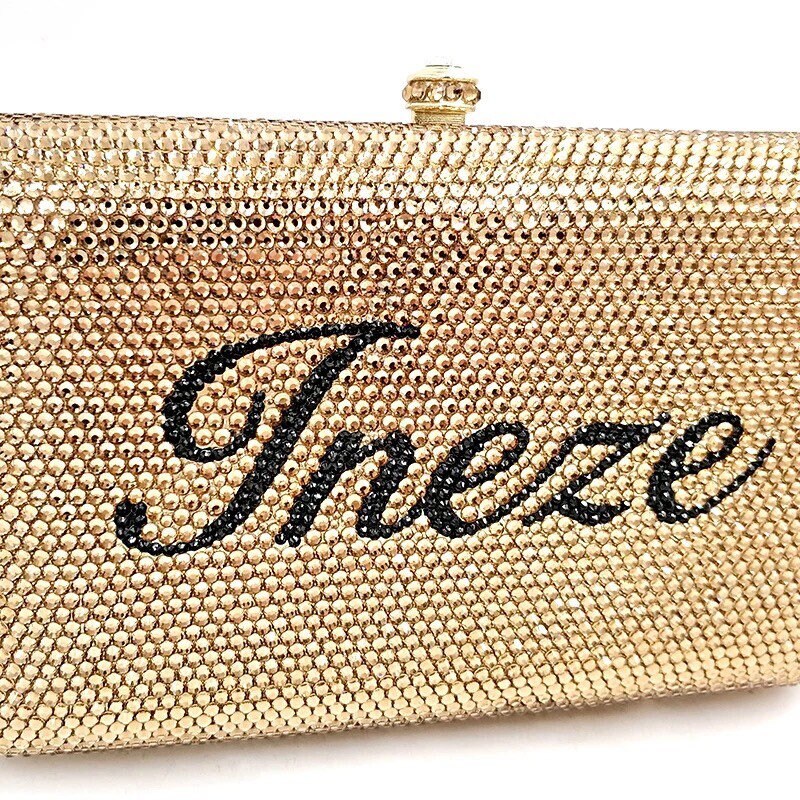 Name customized crystal clutch Name initials crystal clutch Etsy