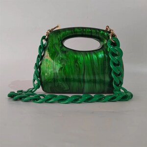 Emerald green acrylic tote bag, Trapezoidal emerald acrylic tote clutch, Vintage-inpired acrylic tote bag, Bridal clutch