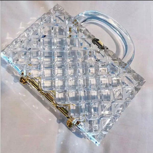 TOP A+++ Sac fourre-tout rectangulaire en lucite, Sac fourre-tout transparent transparent, Cadeau pour demoiselles d'honneur, Sac de mariée