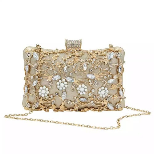 Bridal Wedding Purse Clutch Diamond Rhinestones and Faux Etsy