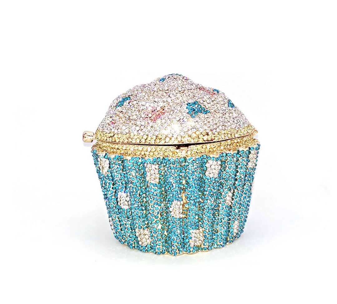 Retro and Kitsch Cupcake Crystal Clutch Blue and Silver Etsy