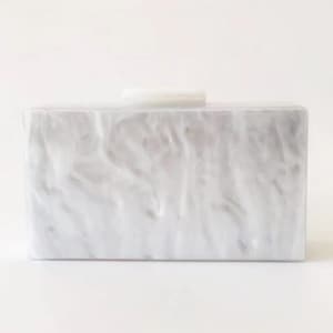 Pearl white acrylic clutch with the metal chain, Bridal wedding clutch, Evening clutch, Party clutch, Minimalist clutch