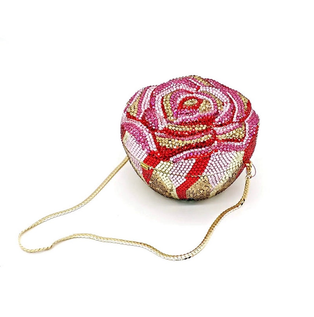 Floral Cupcake Crystal Clutch 3D Rose Flower Crystal Clutch Etsy