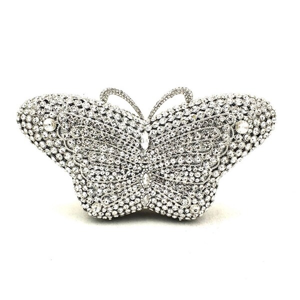 Lucky butterfly crystal rhinestone clutch, Silver butterfly crystal rhinestone clutch, Crystal butterfly clutch, Bridal clutch, Party clutch