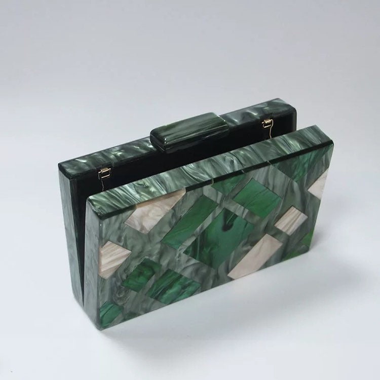 Hunter Green Acrylic Clutch With the Faux Pearl Bead Strap Etsy