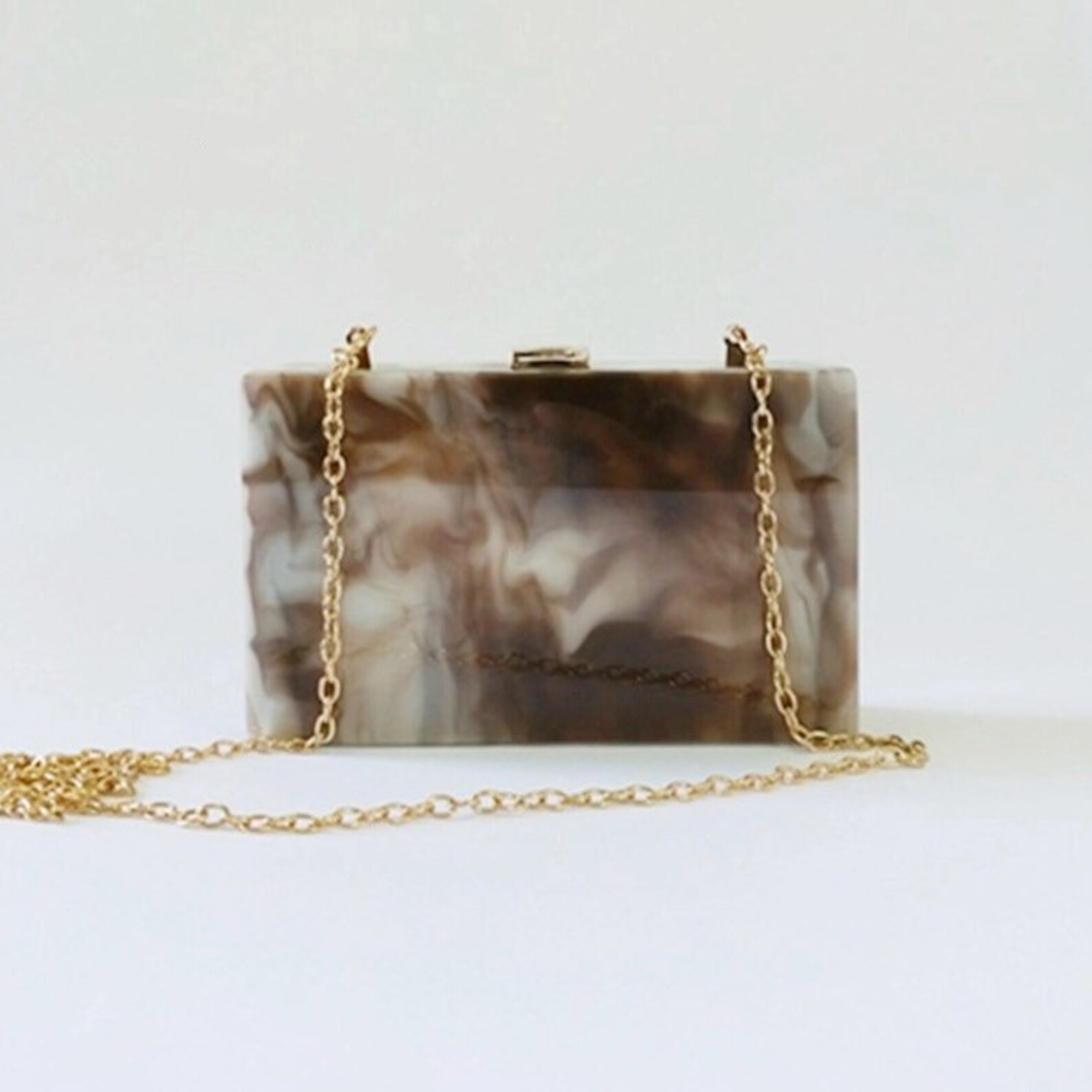Marbling Print Acrylic Clutch With the Metal Chain Tortoise Etsy