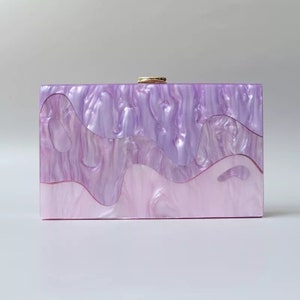 Abstract pattern acrylic clutch, Baby pink and lilac purple acrylic clutch, Bridal wedding clutch, Baby shower clutch, Party clutch