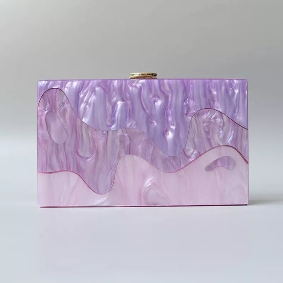 Abstract Pattern Acrylic Clutch Baby Pink and Lilac Purple