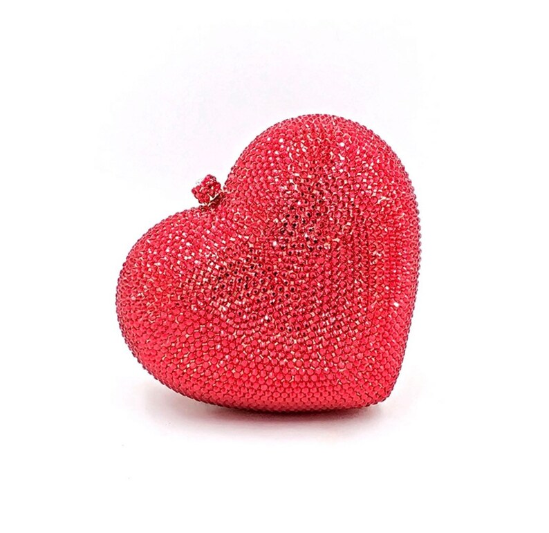 Bridal Wedding Clutch Heart Shape Red Crystal Clutch Red Etsy