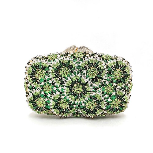 Bridal Wedding Clutch Emerald Green Chunky Crystal Rhinestone Etsy