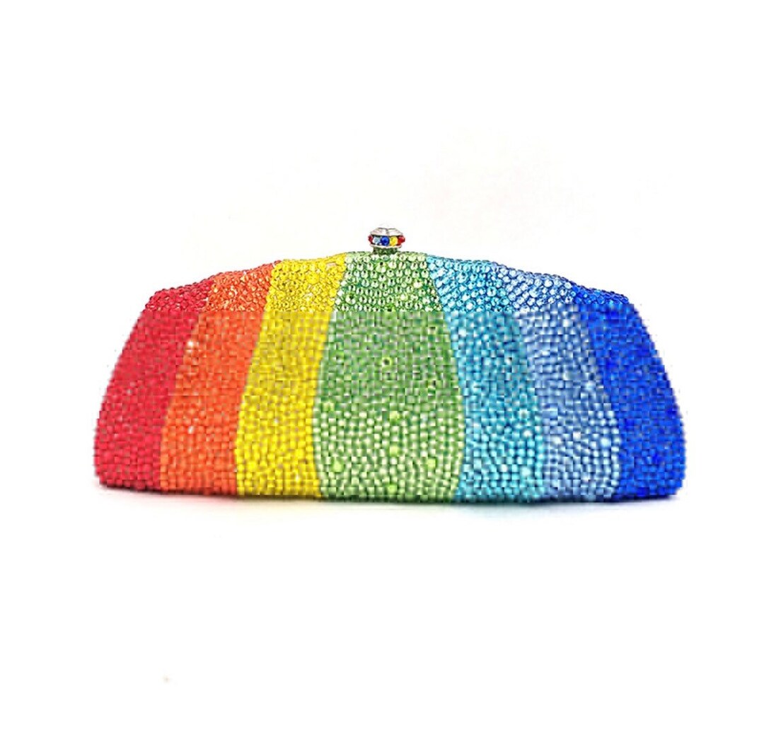 Rainbow Crystal Clutch, Party Clutch, Crystal Evening Clutch, Rainbow Crystal Clutch, Wedding