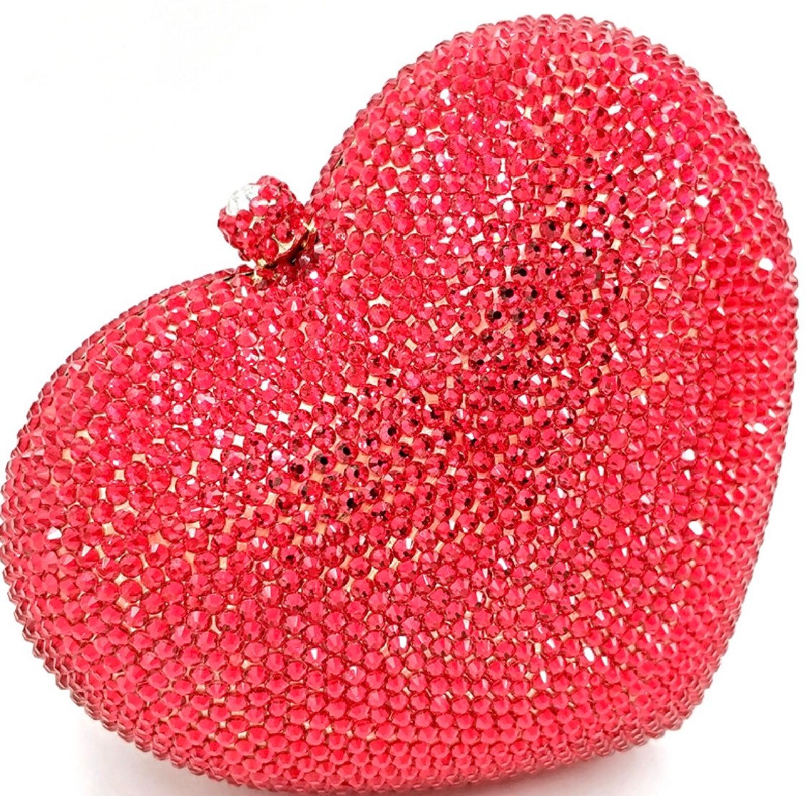 Bridal Wedding Clutch Heart Shape Red Crystal Clutch Red Etsy