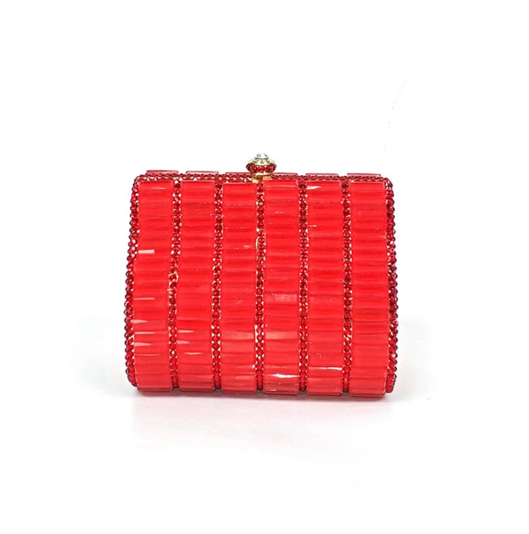 Rounded Rectangle All Rhinestone Clutch w/ Triangle Closure main image 0