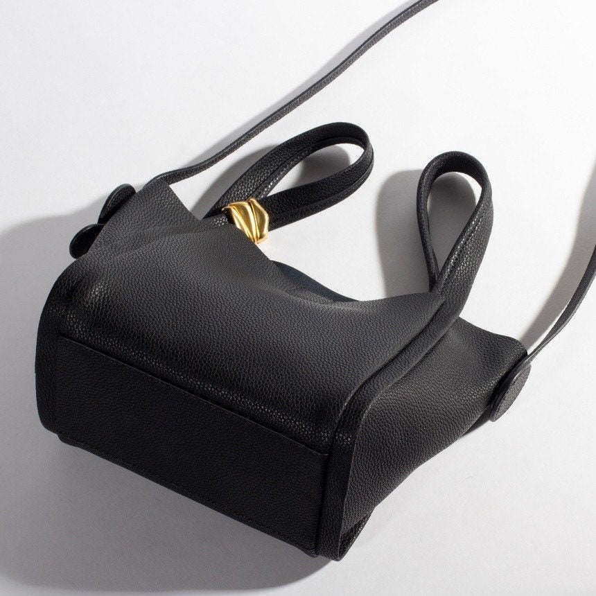 Genuine Togo Leather Square Bucket Bag Leather Crossbody Bag - Etsy