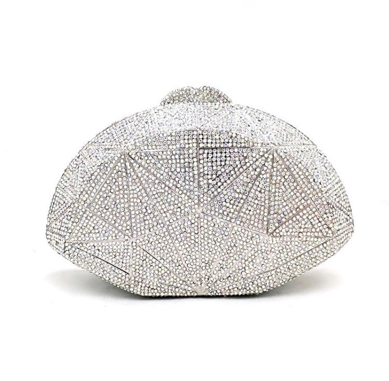 Party clutch Bridal wedding purse Evening clutch Crystal clutch clutch Diamond lattice silver frame silver crystal clutch