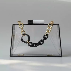 Premium Transparent Clear Acrylic Hard Box Clutch Bag Handbag