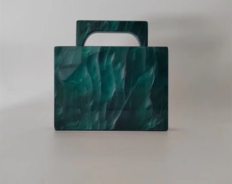 Jadeite stone acrylic tote clutch, Forest green acrylic tote clutch, Tortoise shell clutch, Evening clutch