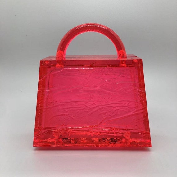 strijd Goodwill Umeki TOP A Red Lucite Trapezoid Tote Bag Mini Lucite Tote Ruby - Etsy