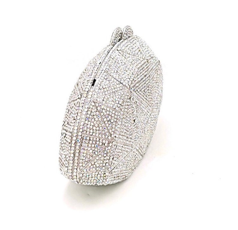 Party clutch Bridal wedding purse Evening clutch Crystal clutch clutch Diamond lattice silver frame silver crystal clutch