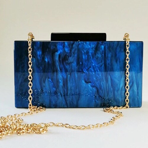 Champagne Pearlescent Acrylic Clutch With the Gold Chain Etsy