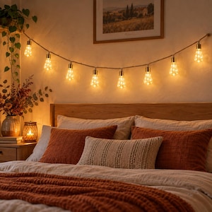 Lichterkette mit warmweißen Vintage-Glühbirnen, rustikale Hochzeitsdeko, Boho-Schlafzimmerbeleuchtung, überdachte Terrassenbeleuchtung, Weihnachtsdekoration für Fenster, Geschenkidee