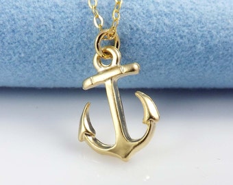Pendant necklace - Gold Filled Chain with small anchor  - simple everyday wear Necklace - dainty jewelry-mothers day gift