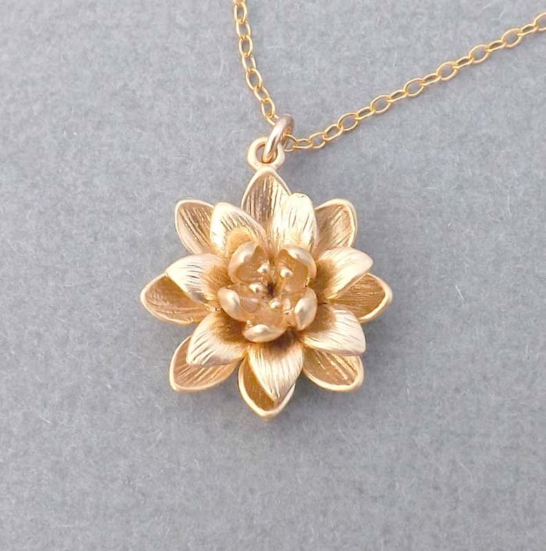 Gold Flower Necklace Rose Gold Flower necklace Gold Filled Etsy