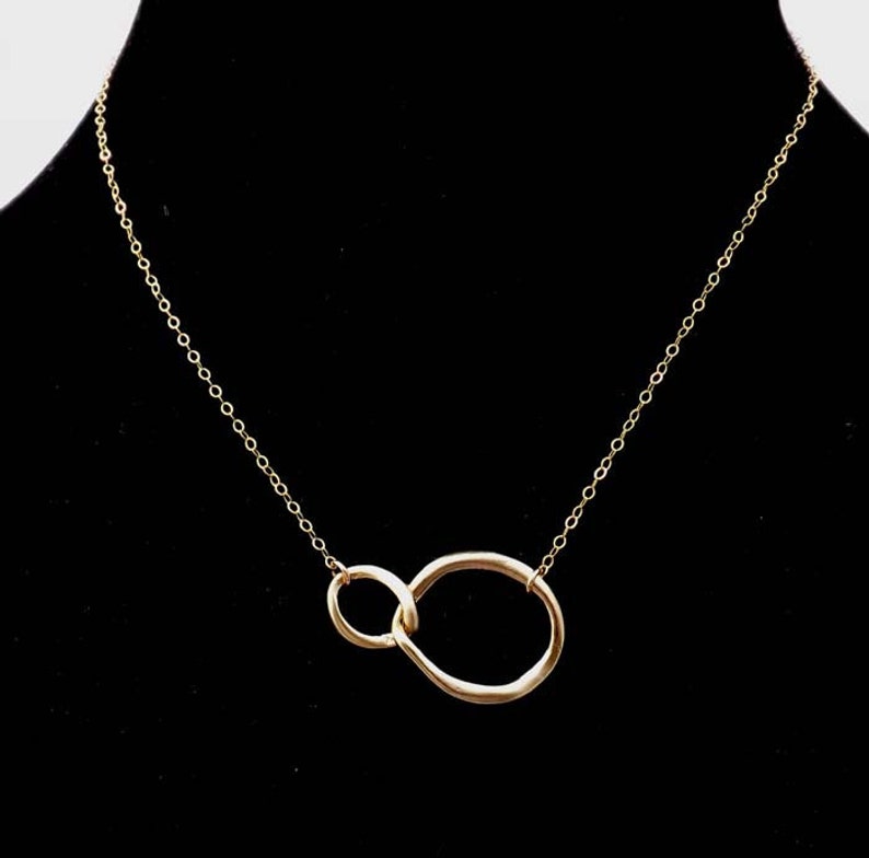 Gold Circle Necklace -two Linked Love Ring -gold Filled Chain ...