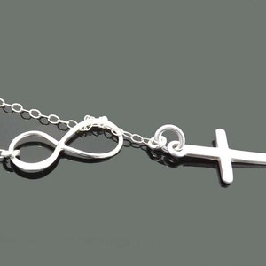 Lariat Halskette mit Kreuz und Unendlichkeit - Sterling Silber Lariat Halskette-Geschenk zum Geburtstag & Valentinstag
